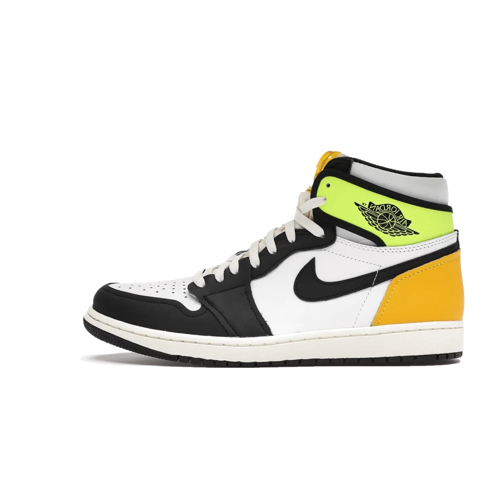 Jordan 1 Retro High White Black Volt University Gold